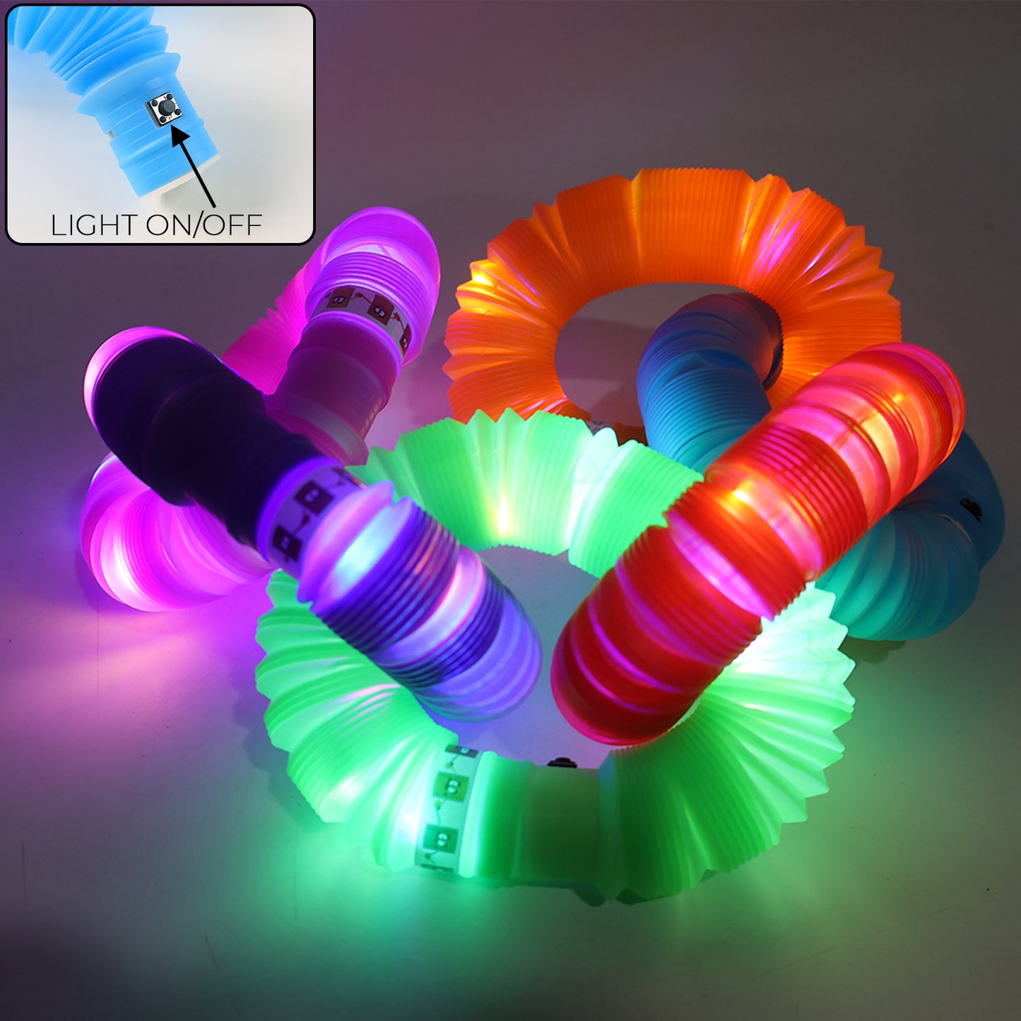 Led Glow Pop Tube Fidget Toy (Mix Color  1 Pc)