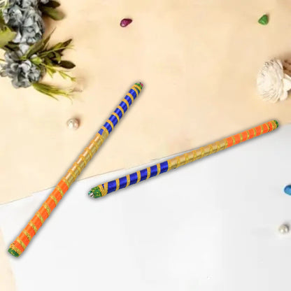 Traditional Decorative Dandiya Sticks Pair For Navratri Garba (2 Pc)