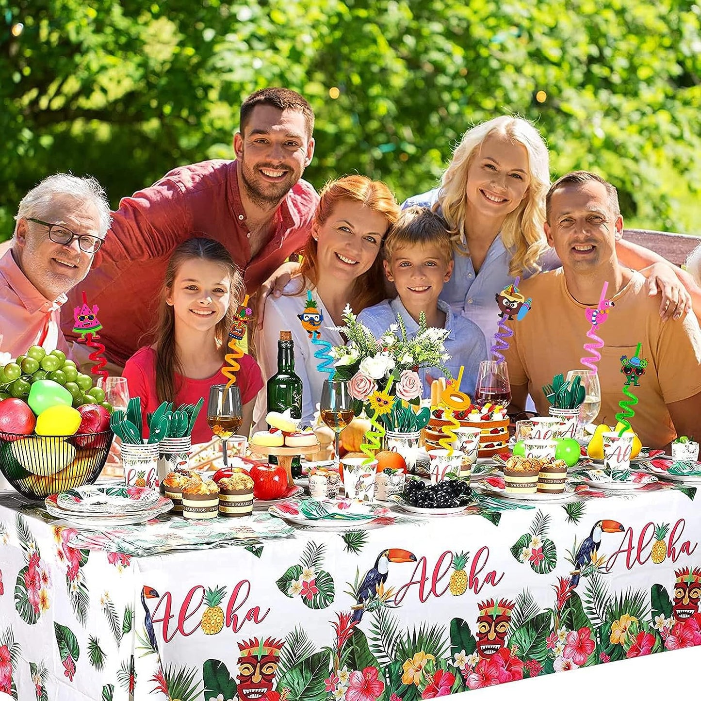 5925 Reusable Straws Are Perfect For Kids Summer Parties. Plastic Straws Reusable Drinking Straws With Cartoon Decoration For Kids Birthday Party Favorsnbspor Other Summer Celebration (4 Pc Set)