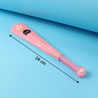 Foldable Hand Fan With Floral Print - (1 Pc)