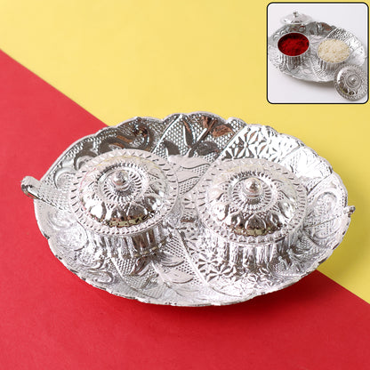 Leaf Shape Special Puja Thali (1 Pc  Mix Design)