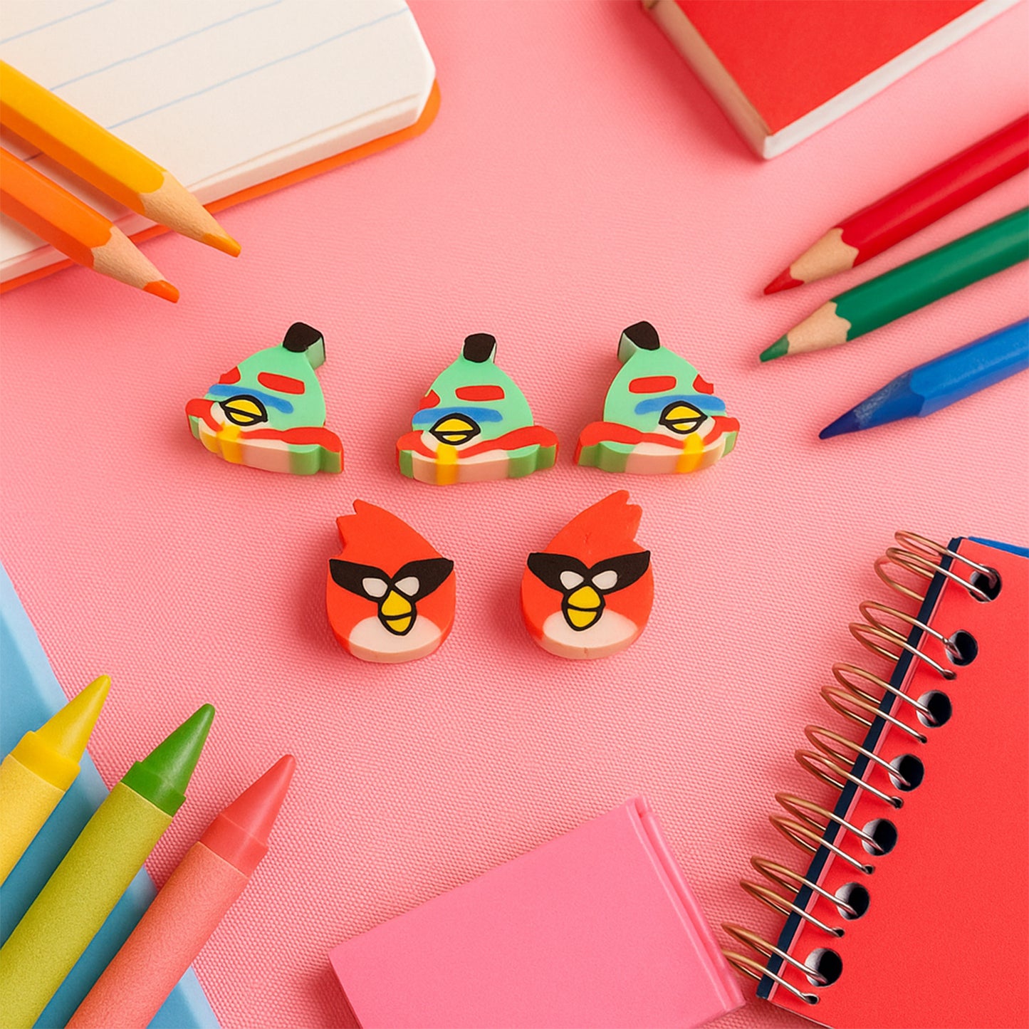 Mini Cartoon Shaped Pencil Erasers - (5 Pc  Set)