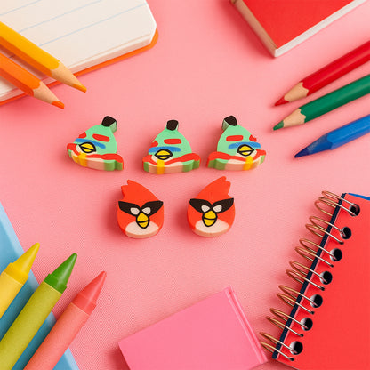 Mini Cartoon Shaped Pencil Erasers - (5 Pc  Set)