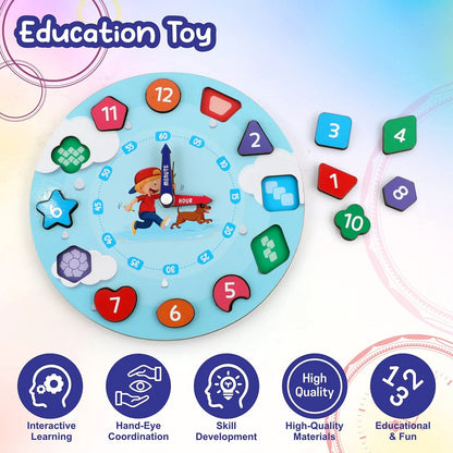 Aditi Wooden Educational Learning Clock Toy With Movable Hands