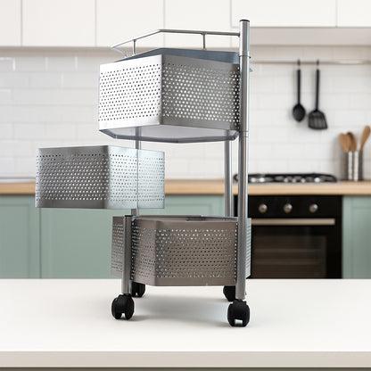 Premium 3-layer Hexagon Kitchen Storage Trolley With Wheels (1 Pc)