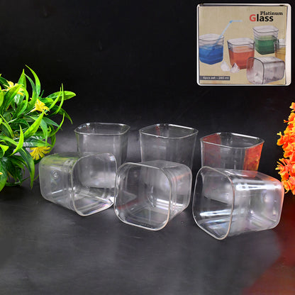6pc Transparent Diamond Medium Serving Glass Set Glass Set For Water Juice Etc
