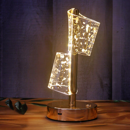 Luxury Golden Crystal Led Double Shade Table Lamp (1 Pc)