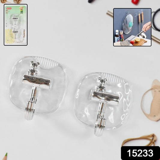 Large Plastic Self Adhesive Wall Hooks (2 Pc)