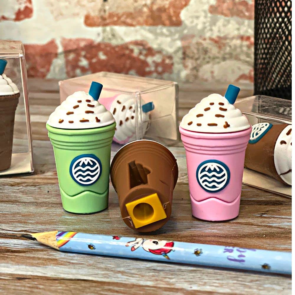 2in1 3d Cute Coffee Or Ice Cream Shape Sharpner Like Rotary Manual Pencil Sharpener For Kids  Ice Cream Style Office School Supplies Back To School Gift For Studentskids Educational Stationary Kit Bday Return Gift