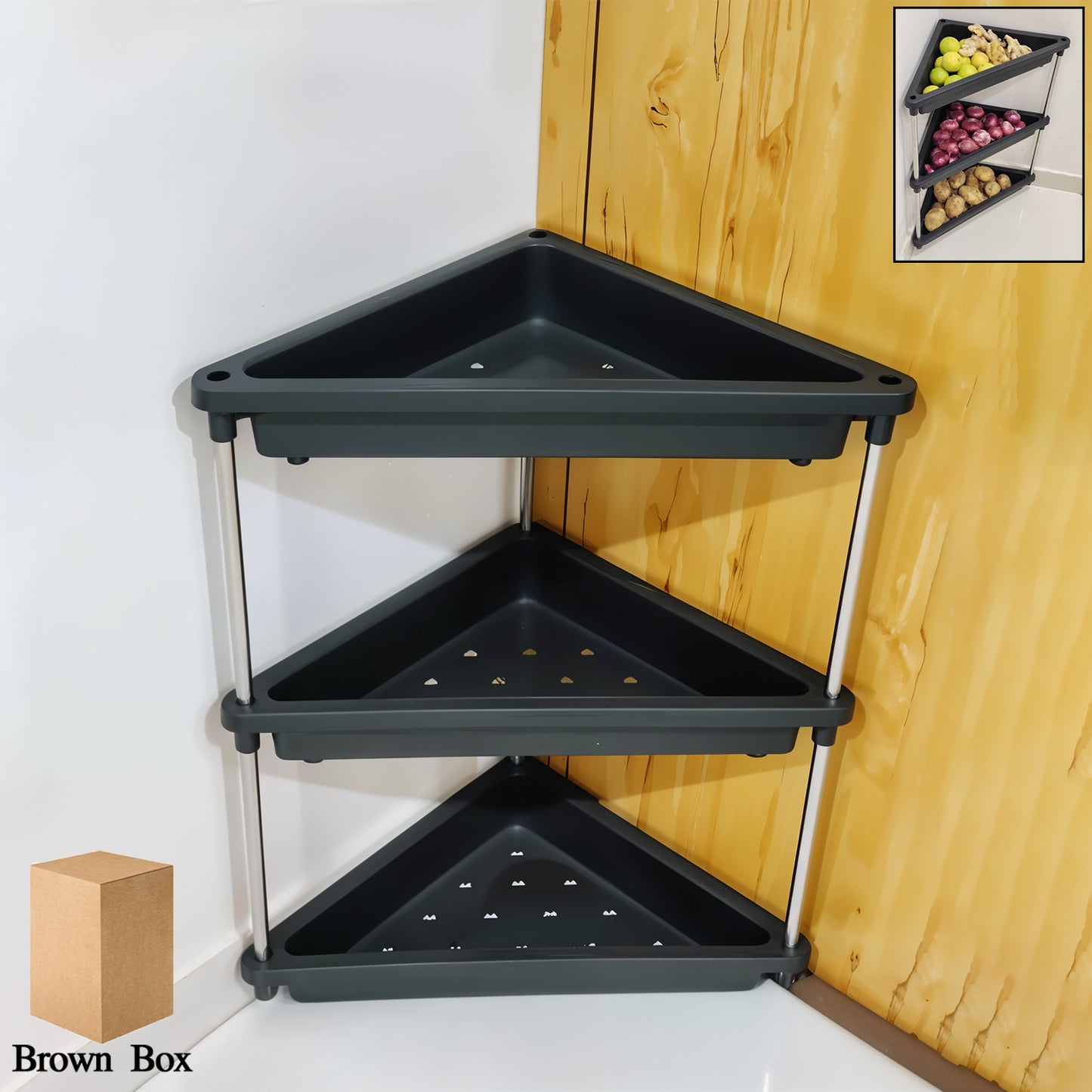 3-layer Multipurpose Plastic Corner Storage Rack