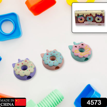 4573 Tree Small Sized Cartoon Themed Non-toxic Donut Erasers School Stationery  For Kids - Boys  Girls  Birthday Gift Return Gift (3pc Set)
