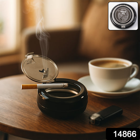 Round Smokeless Ashtray With Lid (1 Pc)