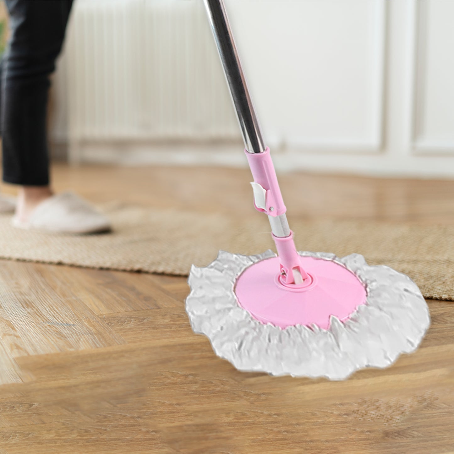 0842 Home Cleaning - Stainless Steel 360 Degree Rotating Pole Microfiber Mop Rod Stick