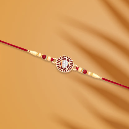 Designer Turtle Rakhi With Beaded Red Thread