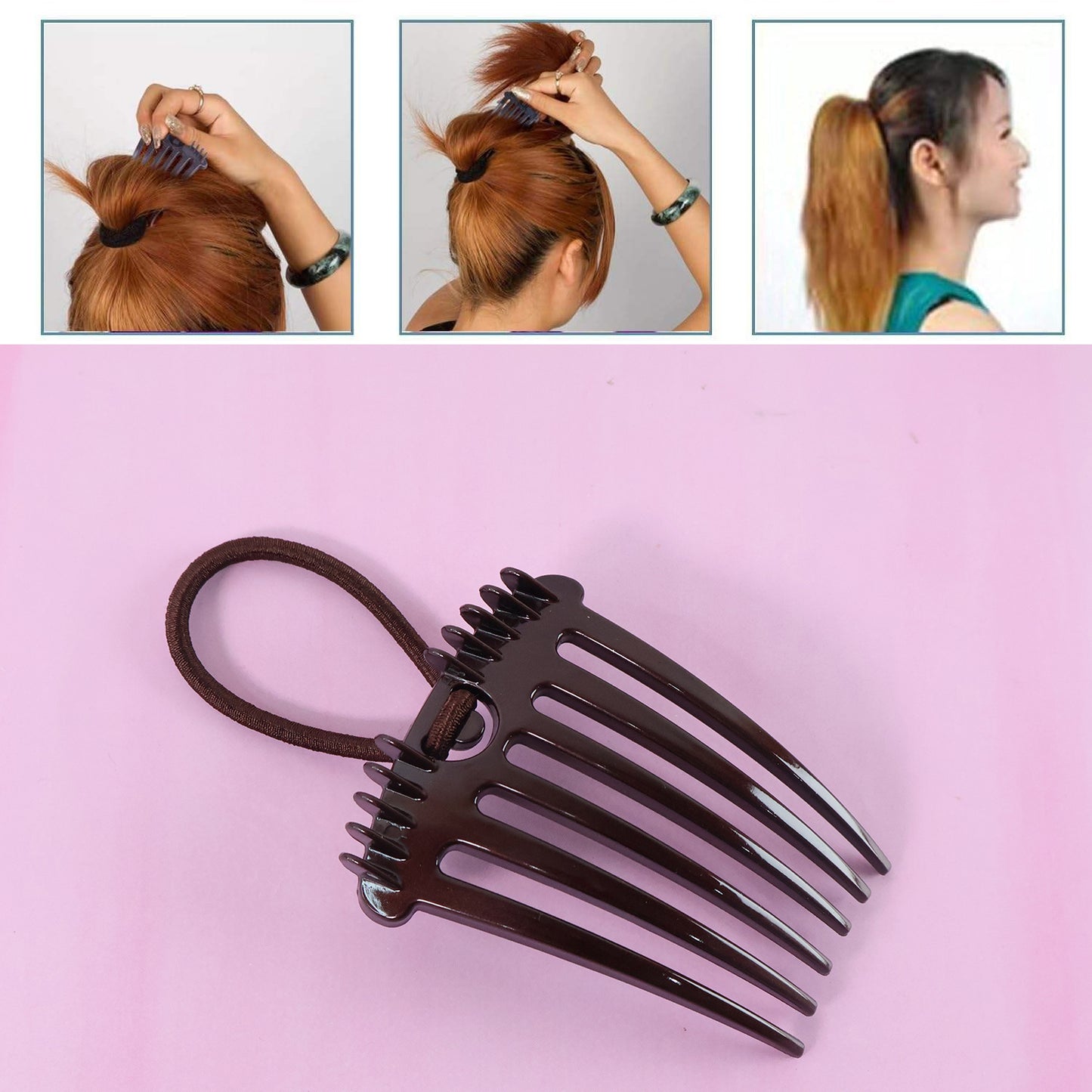 Ponytail Comb With Elastic Loop - (1 Pc)