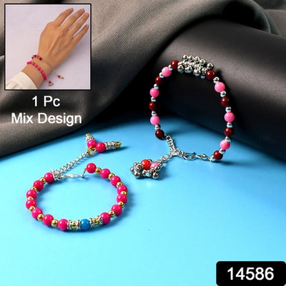 Traditional And Trendy Beaded Bracelet With Adjustable Chain (1 Pc)