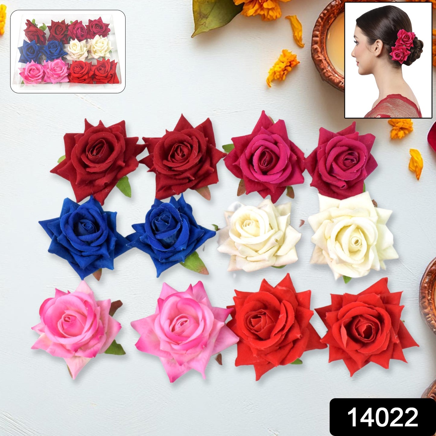 Colourful Flowing Flower Hair Pin (12 Pcs Set  Mix Color)