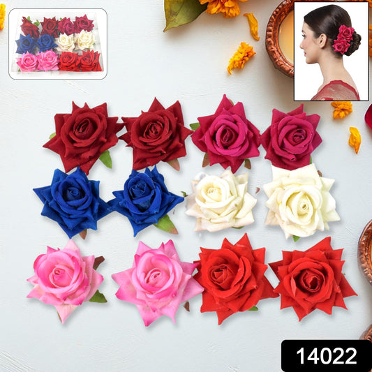 Colourful Flowing Flower Hair Pin (12 Pcs Set  Mix Color)